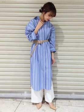 「A part by（アパートバイ）のアイテム（シャツワンピース）」を使った、cocoさん（レディース・158cm）の冬コーディネート