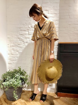 「アパートバイローリーズ」｜「アイテム（帽子）」を使った、cocoさん（レディース・158cm）の夏コーディネート
