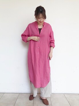 「A part by（アパートバイ）のアイテム（シャツワンピース）」を使った、cocoさん（レディース・160cm）の春コーディネート