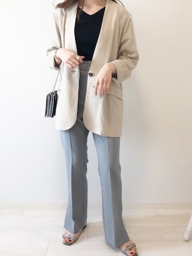 「アパートバイローリーズ」｜「アイテム（ノーカラージャケット）」を使った、cocoさん（レディース・160cm）の春コーディネート