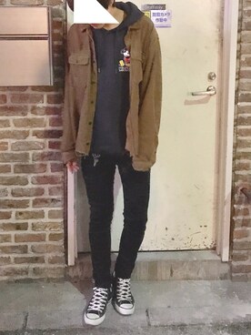 「H&M（エイチ・アンド・エム）のアイテム（パーカー）」を使った、けいゆうさん（メンズ・176cm）の秋コーディネート