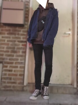 「H&M（エイチ・アンド・エム）のアイテム（パーカー）」を使った、けいゆうさん（メンズ・176cm）の秋コーディネート