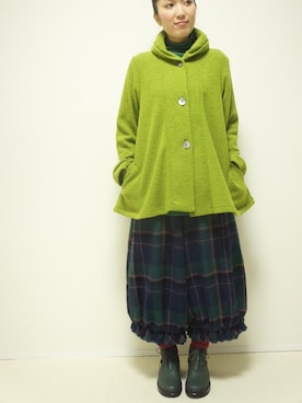 「アイテム（その他アウター、グリーン系）」を使った、ZIPANG 箕面小野原店さん（レディース・161cm）の冬コーディネート