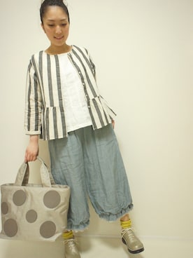 「アイテム（トートバッグ、シルバー系）」を使った、ZIPANG 箕面小野原店さん（レディース・161cm）の春コーディネート