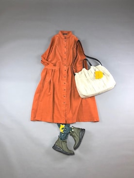 「アイテム（レッグウェア、グリーン系）」を使った、ZIPANG 箕面小野原店さん（レディース・161cm）の秋コーディネート