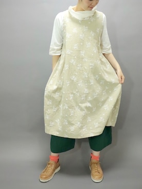 「アイテム（チュニック、ベージュ系）」を使った、ZIPANG 箕面小野原店さん（レディース・161cm）の春コーディネート