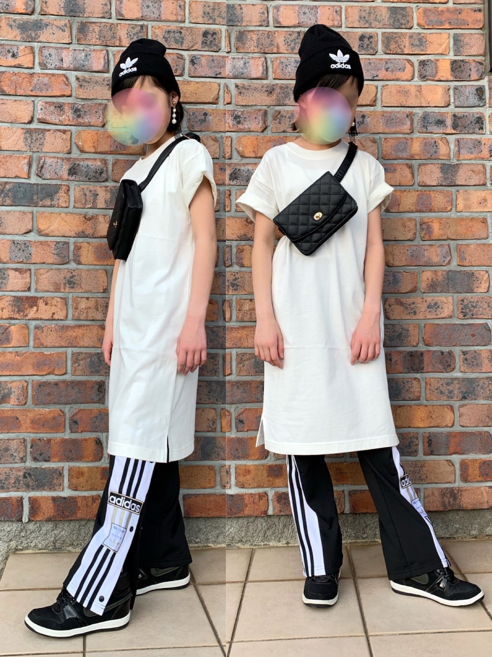 「女の子、スポーツミックス、キッズコーデ、キッズファッション、キッズ、adidas、adidas originals、カジュアル、JEANASiS、ワンピース」｜「JEANASISの【KIDS】サイロスーピマBIG TEEワンピース/839272（ワンピース、ホワイト系）」を使った、chitaroさん（キッズ・140cm）の春コーディネートの1枚目の写真