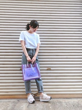 「アイテム（トートバッグ、パープル系）」を使った、sugarsugar_Kさん（レディース・158cm）の春コーディネート