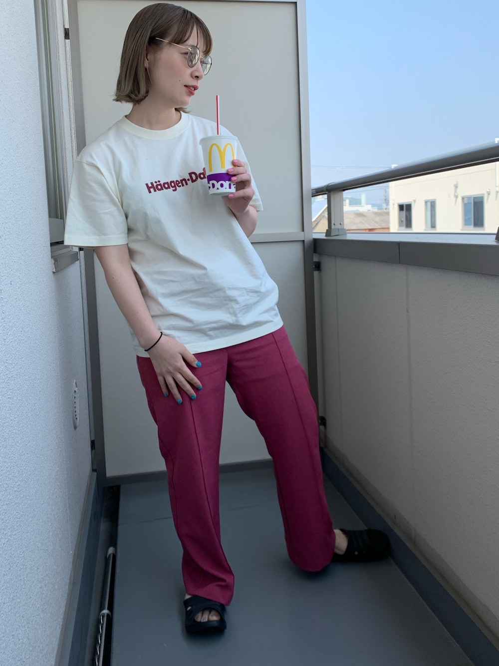 レア ADAM ET ROPE ハーゲンダッツコラボ 半袖Tシャツ adam et rope アダムエロペ×ハーゲンダッツ コラボ Tシャツ 緑L