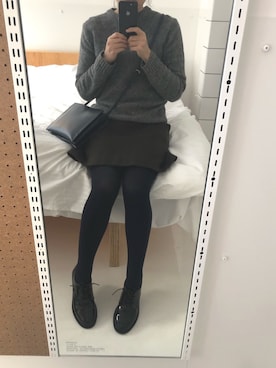 「アイテム（タイツ/ストッキング、ブルー系）」を使った、FUNEさん（レディース・154cm）の冬コーディネート