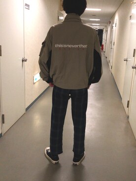 「thisisneverthat（ディスイズネバーザット）のアイテム（ジャケット/アウター）」を使った、社畜戦死さん（メンズ・175cm）の春コーディネート