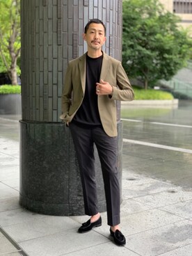 「ビジネス」｜「アイテム（スリッポン）」を使った、GOTA YAJIMAさん（メンズ・180cm）の夏コーディネート