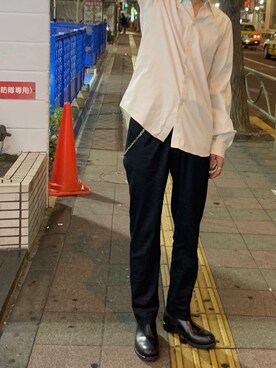 「HELMUT LANG（ヘルムートラング）のアイテム（トップス）」を使った、武笠 大輝さん（メンズ・177cm）の春コーディネート