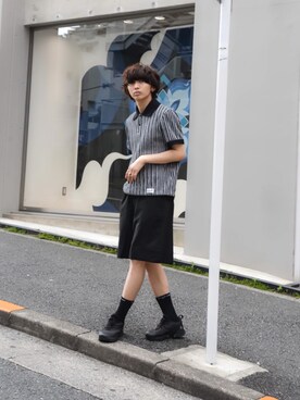 「R.M GANG（アールエムギャングレベルモダニストギャング）のアイテム」を使った、武笠 大輝さん（メンズ・177cm）の春コーディネート