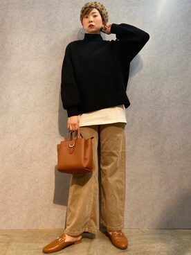 「Right-on（ライトオン）のアイテム（ハンチング/ベレー帽）」を使った、0gasanさん（レディース・168cm）の秋コーディネート