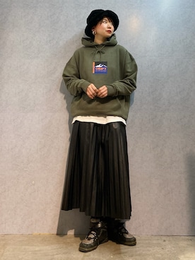 「CAMP7」｜「アイテム（スカート）」を使った、0gasanさん（レディース・168cm）の冬コーディネート