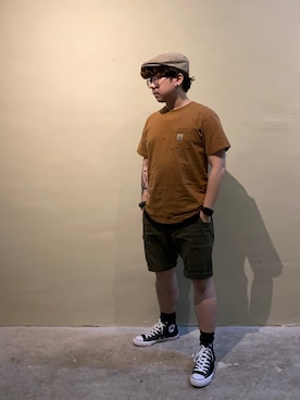 「BRIXTON（ブリクストン）のアイテム（ハンチング/ベレー帽）」を使った、Dickson Kuiさん（メンズ・160cm）の春コーディネート
