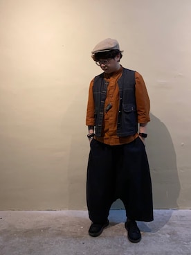 「BRIXTON（ブリクストン）のアイテム（ハンチング/ベレー帽）」を使った、Dickson Kuiさん（メンズ・160cm）の春コーディネート
