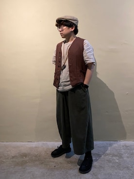 「BRIXTON（ブリクストン）のアイテム（ハンチング/ベレー帽）」を使った、Dickson Kuiさん（メンズ・160cm）の春コーディネート