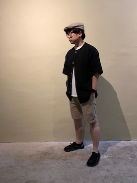 「BRIXTON（ブリクストン）のアイテム（ハンチング/ベレー帽）」を使った、Dickson Kuiさん（メンズ・160cm）の春コーディネート