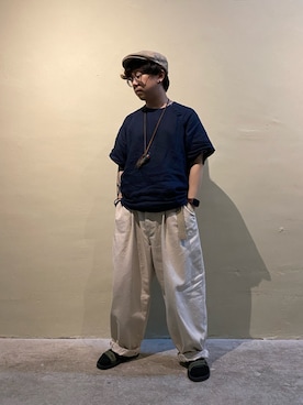 「BRIXTON（ブリクストン）のアイテム（ハンチング/ベレー帽）」を使った、Dickson Kuiさん（メンズ・160cm）の夏コーディネート