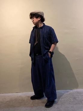 「BRIXTON（ブリクストン）のアイテム（ハンチング/ベレー帽）」を使った、Dickson Kuiさん（メンズ・160cm）の夏コーディネート