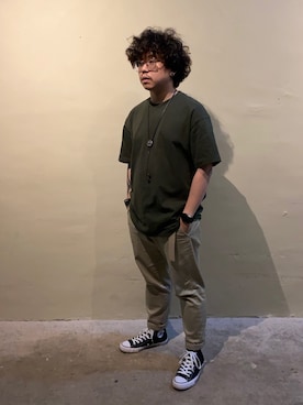 「PULL&BEAR（プルアンドベア）のアイテム（トップス）」を使った、Dickson Kuiさん（メンズ・160cm）の夏コーディネート