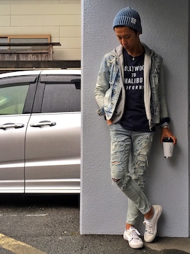 「HOLLYWOOD TO MALIBU（ハリウッド トゥ マリブ）のアイテム（トップス）」を使った、kojiro_8さん（メンズ・172cm）の秋コーディネート