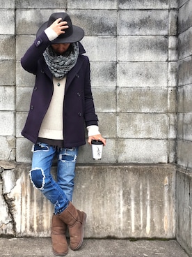 「H&M（エイチ・アンド・エム）のアイテム（ピーコート）」を使った、kojiro_8さん（メンズ・172cm）の冬コーディネート