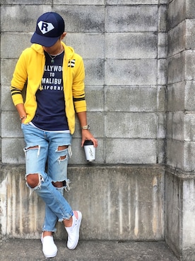 「HOLLYWOOD TO MALIBU（ハリウッド トゥ マリブ）のアイテム（トップス）」を使った、kojiro_8さん（メンズ・172cm）の春コーディネート