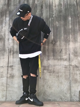 「off white」｜「アイテム（その他）」を使った、†Kenwayne†さん（メンズ・180cm）の春コーディネート
