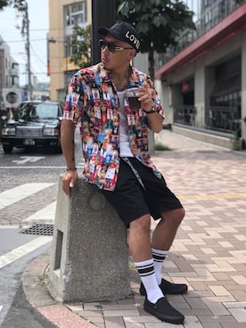 「80s」｜「アイテム（スリッポン）」を使った、†Kenwayne†さん（メンズ・180cm）の夏コーディネート
