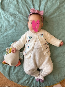 「PETIT BATEAU（プチバトー）のアイテム（オールインワン・サロペット）」を使った、uaさん（キッズ・70cm）の春コーディネート