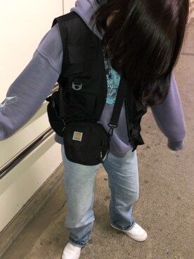 パーカー パープル系 を使った フィッシングベスト の人気ファッションコーディネート Wear