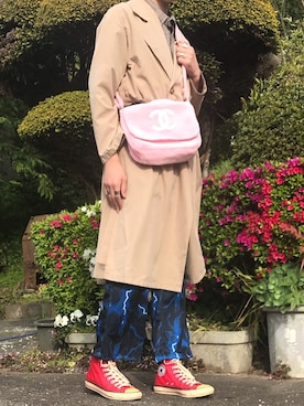 「いいね返し」｜「アイテム（トレンチコート）」を使った、なるきさん（メンズ・170cm）の春コーディネート