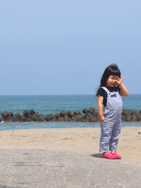 「OLD NAVY（オールドネイビー）のアイテム（サロペット/オーバーオール）」を使った、accoo♥︎⍤⃝さん（キッズ・80cm）の夏コーディネート