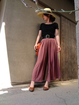 「リブT」｜「アイテム（財布/小物）」を使った、おみつさん（レディース・162cm）の夏コーディネート
