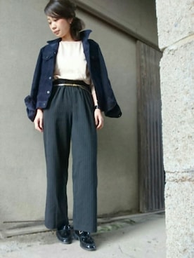 「UNIQLOU」｜「アイテム（その他アウター）」を使った、おみつさん（レディース・162cm）の秋コーディネート