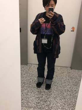 「blackmeans（ブラックミーンズ）のアイテム（トップス）」を使った、あべ@虚弱体質さん（レディース・154cm）の冬コーディネート