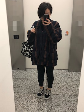 「blackmeans（ブラックミーンズ）のアイテム（トップス）」を使った、あべ@虚弱体質さん（レディース・154cm）の冬コーディネート