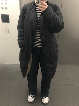 「MidiUmi（ミディウミ）のアイテム（ノーカラージャケット）」を使った、あべ@虚弱体質さん（レディース・154cm）の冬コーディネート