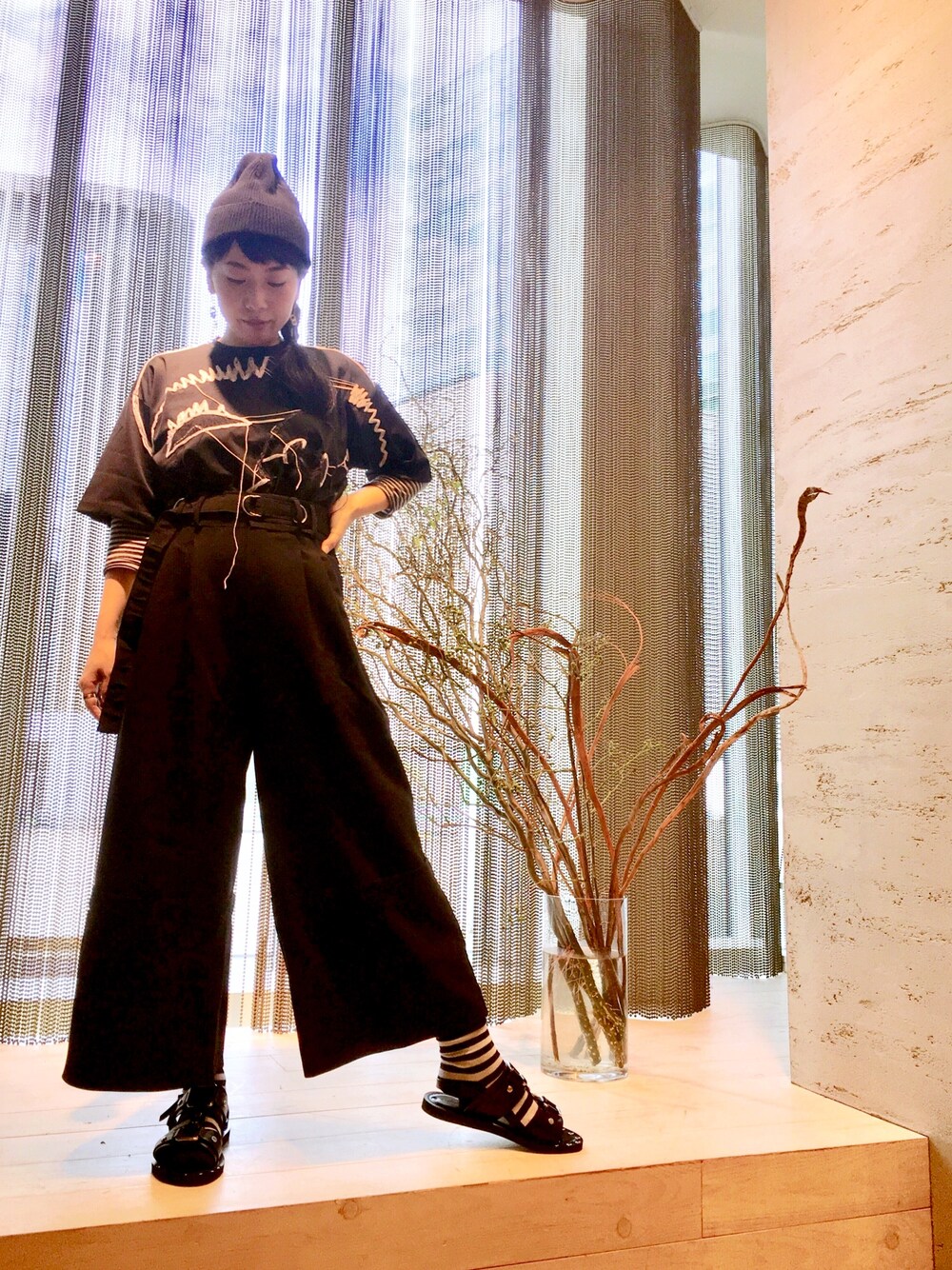 「大人カジュアル、ディーゼル、diesel black gold」｜「DIESEL BLACK GOLDのアイテム（Tシャツ/カットソー、ブラック系）」を使った、Nishimuraさん（レディース・162cm）の夏コーディネートの1枚目の写真