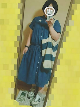 「マリンコーデ」｜「アイテム（シャツワンピース）」を使った、てんこ盛り肉子ちゃんさん（レディース・158cm）の夏コーディネート