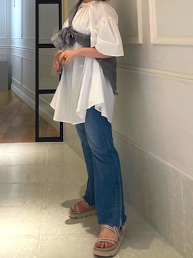 「たすき掛け」｜「アイテム（シャツワンピース）」を使った、zu_i_uさん（レディース・155cm）の夏コーディネート