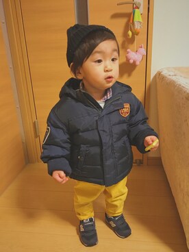 「babygap」｜「アイテム（ダウンジャケット/コート）」を使った、shota*さん（キッズ・70cm）の冬コーディネート