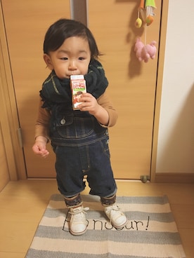 「SHIPS（シップス）のアイテム（オールインワン・サロペット）」を使った、shota*さん（キッズ・70cm）の冬コーディネート