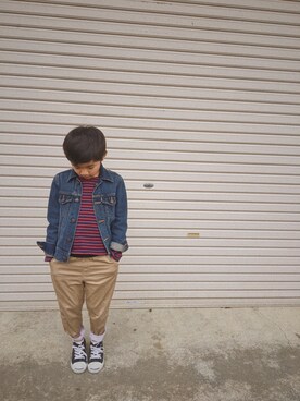 「EDWIN（エドウィン）のアイテム（ジャケット/アウター）」を使った、shota*さん（キッズ・122cm）の春コーディネート