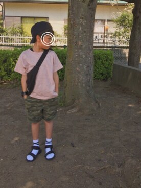 「CHUMS（チャムス）のアイテム（ショルダーバッグ）」を使った、shota*さん（キッズ・122cm）の春コーディネート