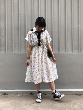 「日常」｜「アイテム（シャツワンピース）」を使った、fifiさん（レディース・163cm）の夏コーディネート