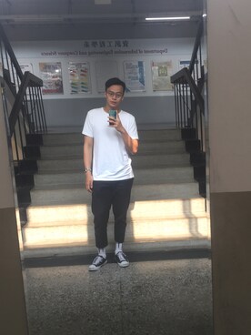 「Bread & Boxersのアイテム」を使った、Jeff Wanさん（メンズ・188cm）の春コーディネート